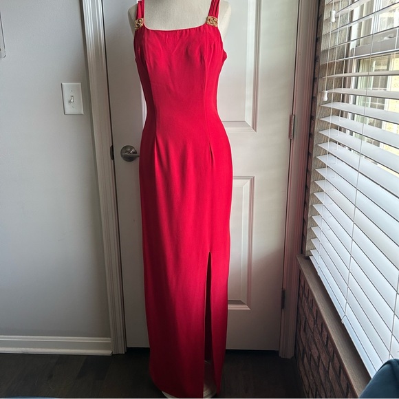 American Vintage Dresses & Skirts - Vintage Red Floor Length Gown Spaghetti Straps 80s 90s